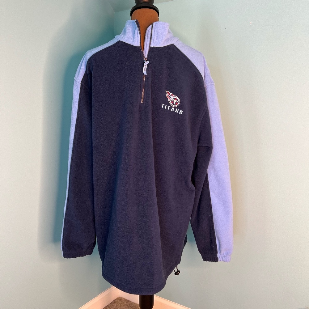 NFL Titans Fleece Half-Zip Jacket Pullover With Drawstring Waist Size XL